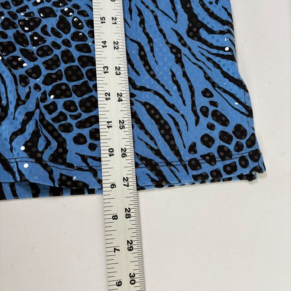 Susan Graver Liquid Knit Tunic Top Size M Blue Animal Print Sparkles 3/4 Sleeve - Picture 13 of 13